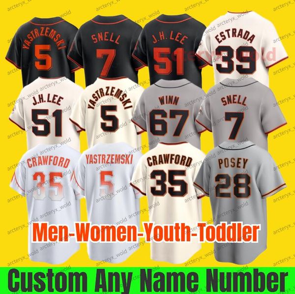 5 Mike Yastrzemski Beyzbol Forması Logan Webb 31 Lamonte Wade Jr. Webb 26 Matt Chapman Tom Murphy Bart Brett Akıllı Blake Snell Camilo Doval Krem Özel Jung Hoo Lee