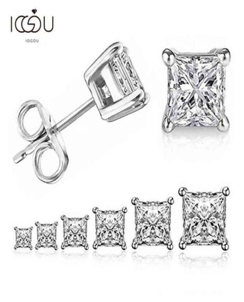 NXY Küpe Iogoupendientes de Plata Ley 925 Para Mujer Aretes Circonita Cuadrada 4 Garras Joyera Diamante Nupcial Sakcelle 1576696121