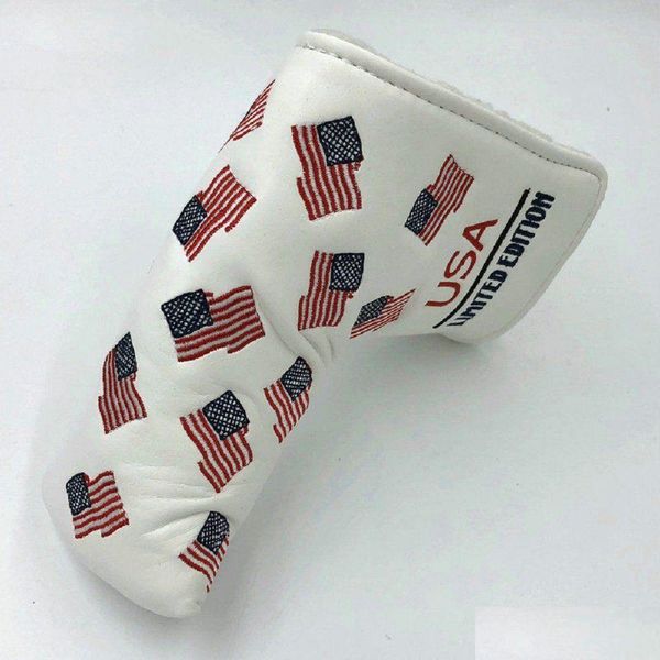 Sonstige Golfprodukte Neuankömmlinge PU Leather USA Flagge Limited Edition Club Blade Putter Head ers Header Weihnachtsgeburtstag Business Geschenk OTFAC OTFAC