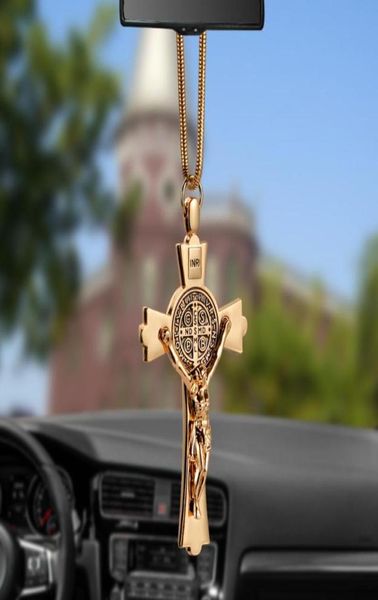 Innenarchitektur Auto Anhänger Zinklegierung Jesus Kreuz christliche Religion Kruzifix Figur hängende Verzierung für Auto Rückfahransicht mi9212775