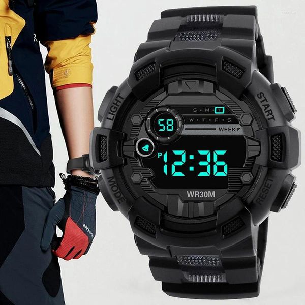 Начатые часы Yikaze Men's Led Digital Watchs Life Водонепроницаемые электронные часы многофункциональные школы студенты для мужчин мальчики ребенка