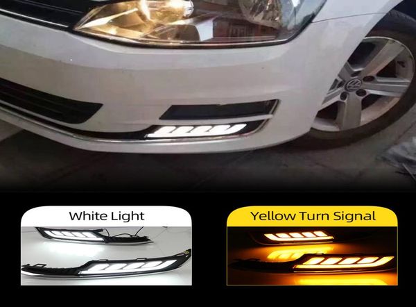 2PCS LED diurna de corrida para VW Golf 7 2013 2014 2015 2016 Acessórios para carros ABS 12V DRL FOG LAMP CAPER7532345