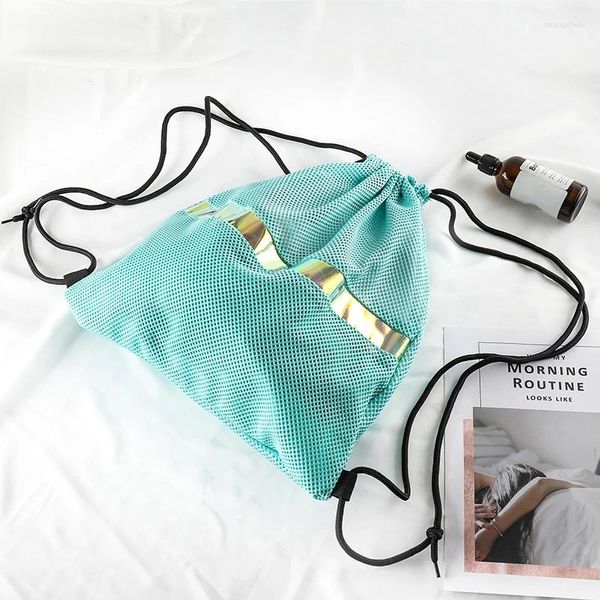 Einkaufstaschen Ufine Mody Women Mesh Rucksack Blingbling PVC Pailletten Travel Draw String Bag School Girls Jungen Rucksäcke Strand Strand