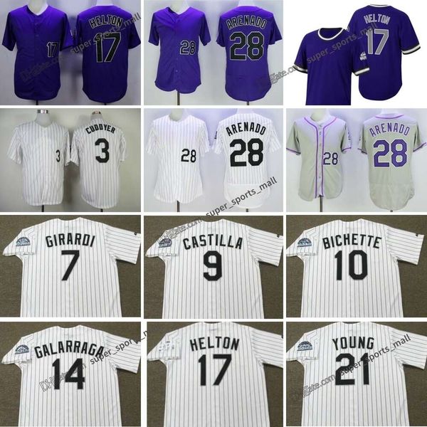 Бейсбол Джерси Бейсбол 28 Nolan Arenado 17 Todd Helton 2001 7 Joe Girardi 1995 9 Vinny Castilla 2004 10 Dante Bichette 1998 14 Andres Galarraga 1996 21 Эрик Янг