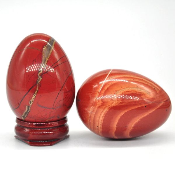 36x50 mm rossa jasper a forma di uovo a forma di pietra massaggio cristallo naturale minerale gemstone decorazione spirituale 240408