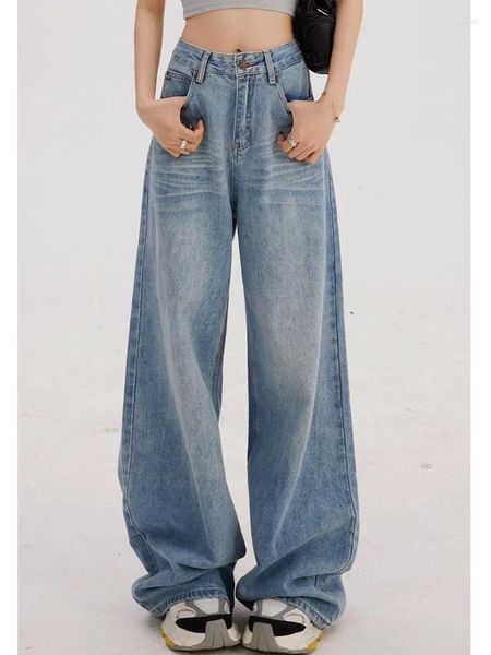 Frauen Jeans Vintage Baggy Wide Leg Women 2024 American Style High Street Straight Hosen Mode lässige, vielseitige, vielseitige Denim