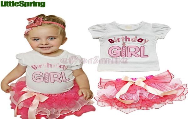 Set di abbigliamento per ragazze di compleanno per la lettera di ricamo estivo puro maglietta in cotone tutu gonna torta 2pcs per bambini abiti 90130 T575257184