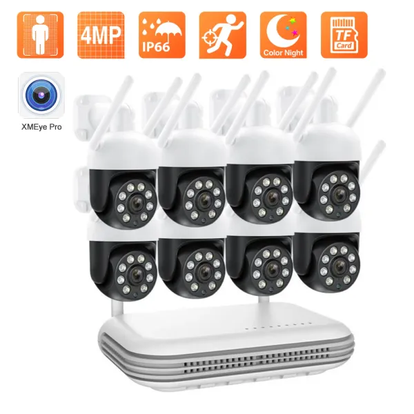 System Techage 8CH 4MP Wi -Fi IP -камеры системы наблюдения Atuo отслеживание TwoWay Audio Night Vision Wireless Security Camer