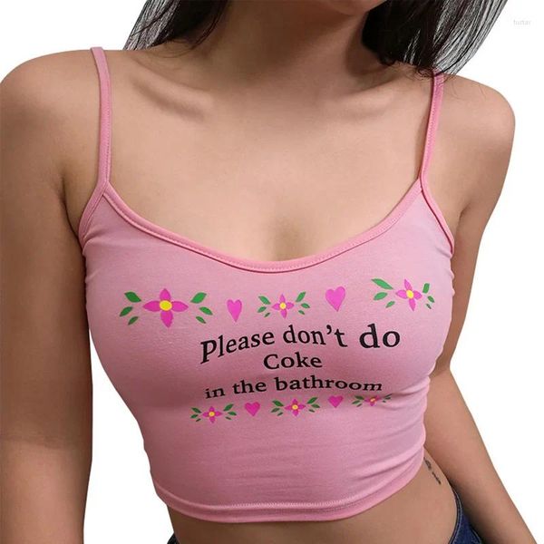 Женские танки 2024 Women Strappy Pretting Letter Print Print Print Tops Level Sexy Sexy Sexy Crow Camis Tees Ladies