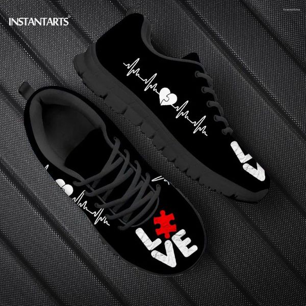 Casual Schuhe Herzfrequenz Liebe Print Ladies Jogging Flat Women Sneakers Luxus Designer Walk Girls Flats Schuh Femme Schuhe Schuhe