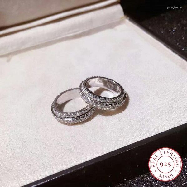 Кластерные кольца мода многослойное многослойное кольцо с алмазным кольцом 925 Серебряная блеск Три ряда циркона вечеринка Свадебный свадебный подарок