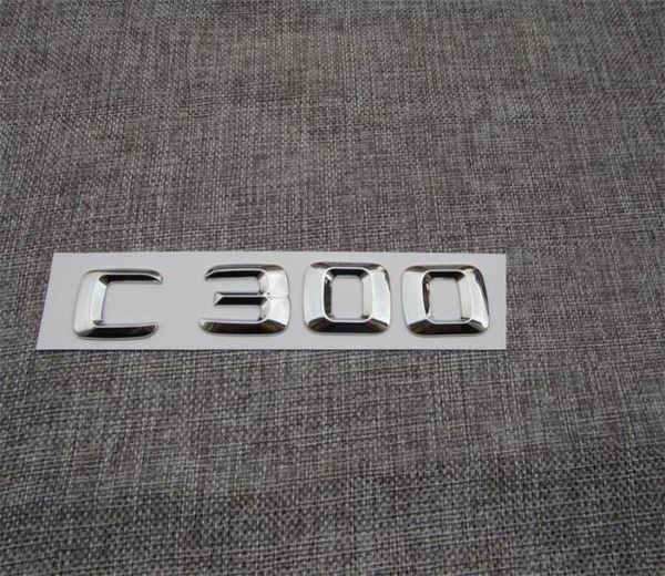 Chrome ABS Пластиковые автомобильные багажники задние буквы Знаки эмблемы эмблемы наклеек наклеек для Mercedes Benz C Class C3001715570