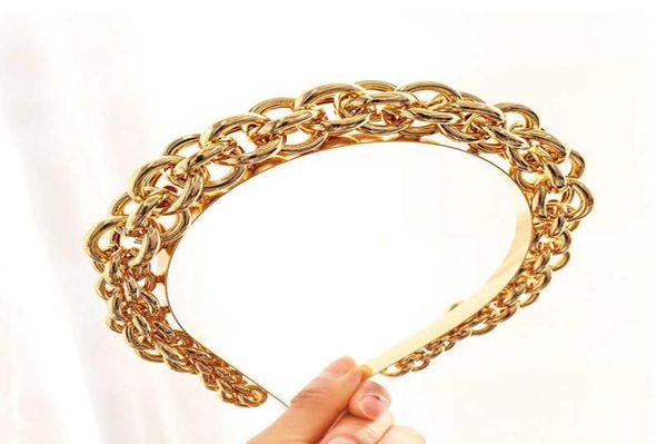 Catena di metallo intrecciata intrecciata femminile ragazze temperamenti dolci lady bandw oro oro i capelli a cerchio per capelli accessori x07229762165