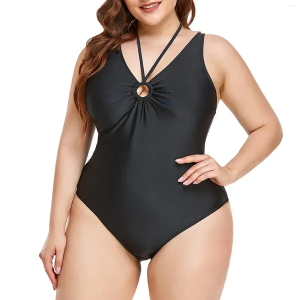 Menas de banho feminina cor de mulher sólida tamanho grande tamanho sexy de maiôs de maiôs de nadar de nadar