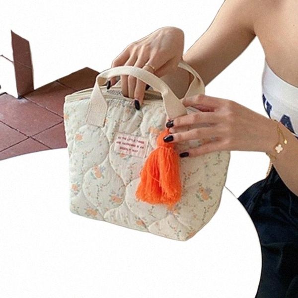 gesteppte isolierte Lunchbeutel Japanische Speisen Picknicktaschen für Frauen -Schüler tragbare Aufbewahrung Ctainer Lunchbox Reisen kleine Tasche N15f#