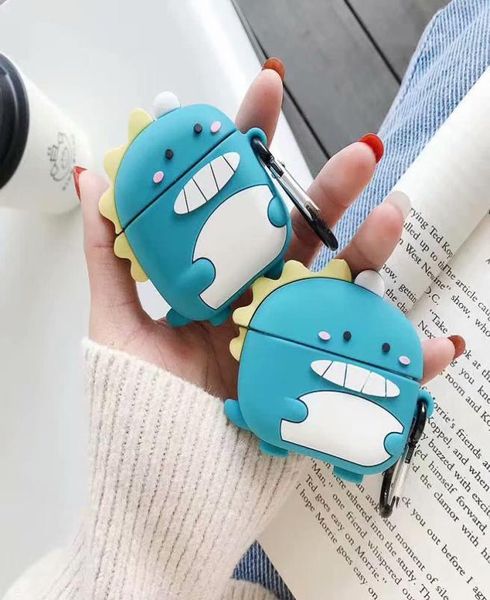 Para AirPods 1 2 AirPod Pro Cartoon Dinosaur Design Blue Case With Hook for AirPods Case Wireless Bluetooth fone de ouvido para AirPods 1 21233204