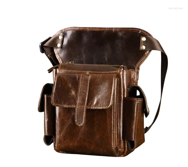 Bolsas de cintura Bolsa de couro masculina perna de cera de óleo para homens carteira de bolso de bolsa