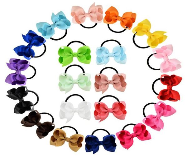 Держистка для хвоста упругость резиновая лента Bow Girls Hair Hair Bows Bows Blosds Children Grosgrain лента детские аксессуары для волос 20 Colo2378558