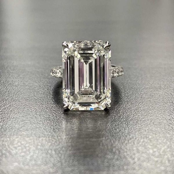 Luxus 100% 925 Sterling Silber erzeugt Emerald Cut 4ct Diamond Hochzeit Engagement Cocktail Frauen Ringe feinen Schmuck Ganz x07267h