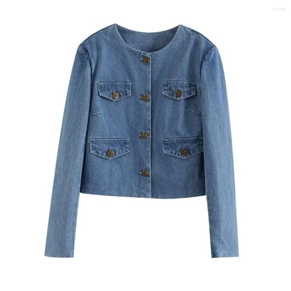 Frauenjacken kleiner duftender Stil Goldknopf Jeansjacke für Frauen im Frühjahr und Herbst Design Nische Retro Hong Kong Chic Little Jack