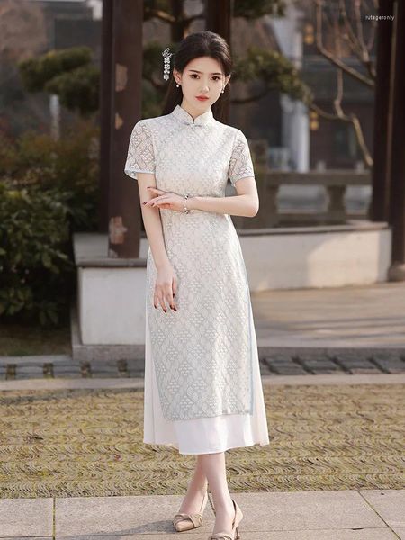 Ethnische Kleidung traditioneller chinesischer Stil Qipao Frauen plus Größe Cheongsam Sexy Aodai Folk Tanzkleid Vintage Klassiker Mandarinkragen