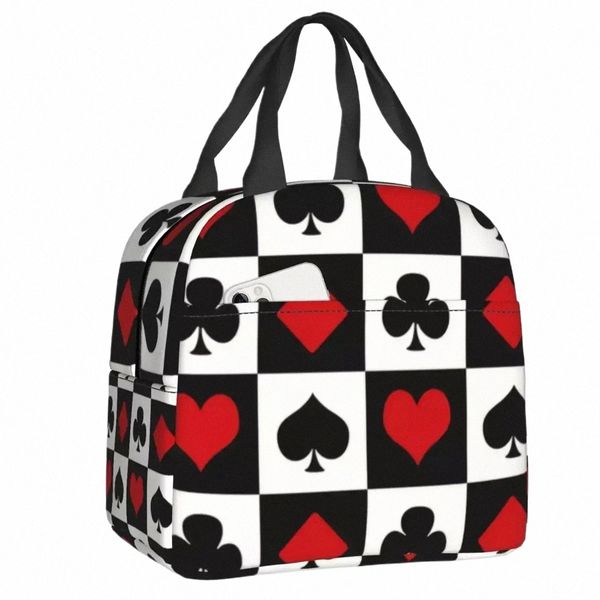 Spiele Karten thermisch isoliertes Lunchbag Game Poker -Spieler tragbare Mittagessen für Picknick im Freien Multifunkti Food Box E2MK#