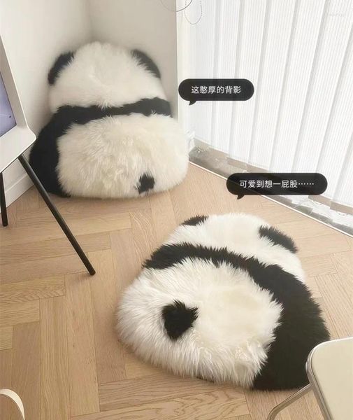 Cuscino carino panda pelliccia pelliccia un divano corpo lancio di lana vento decorazioni per la casa