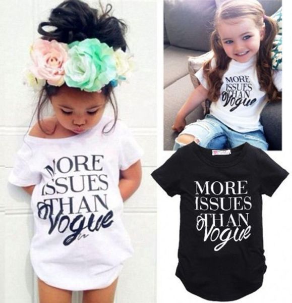 INS Baby Quotmore Issues Than Voguequot Letter Print Tshirt 2018 Summer Tees Tops Boutique Kids Clothing C39577962002