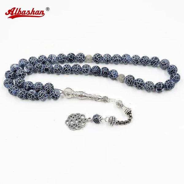 Tasbih Naturate Naturate Stone Blue Metal Bassel 33 66 99 Preghiera perle di preghiera Fasci islamica Stone Rosario musulmano 240402