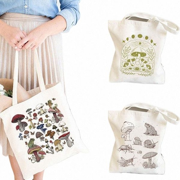 TOTE BAG VIVIO MUSHROUS CINETTO TOTE FAGGI FUNGO COTTAGECORE BAGGI GOBLINCORE SAGGIO ECO Friendly Tela Gift BASIC U4ER#