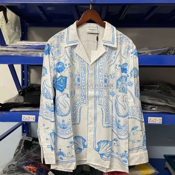 Camicie casual maschile da uomo di moda e popolare da uomo da uomo a maniche lunghe di oversize da donna con colori contrastanti per la stampa 3875 camicia Casablancas 38