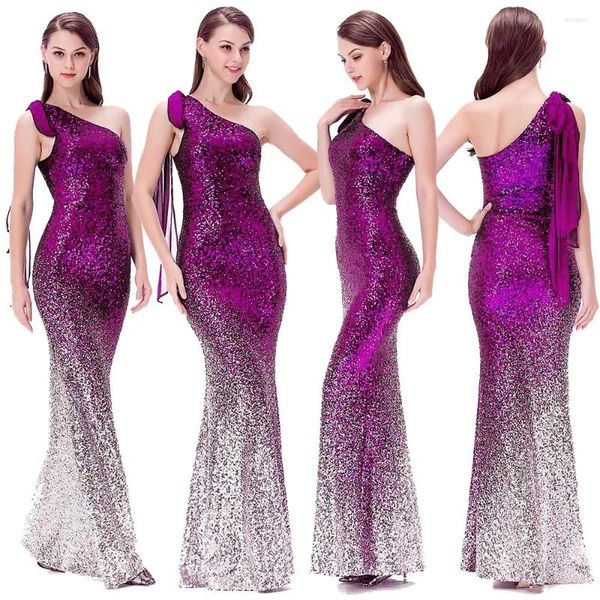 Parti Elbiseleri Prom Angel-Fashions Kadınlar Kontrast Renk Pırıltısı Sequin Sequin Denizkızı Gelinlik 286