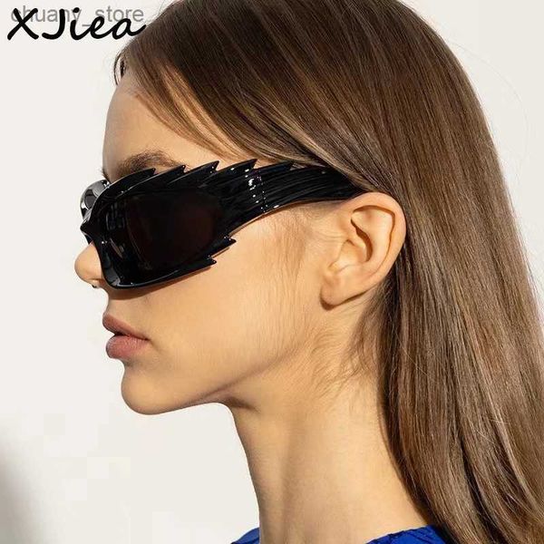 Óculos de sol XJIAEA Glasses de sol Mulheres 2024 Designer Y2K steampunk Wing Shape Mens Sun Glasses