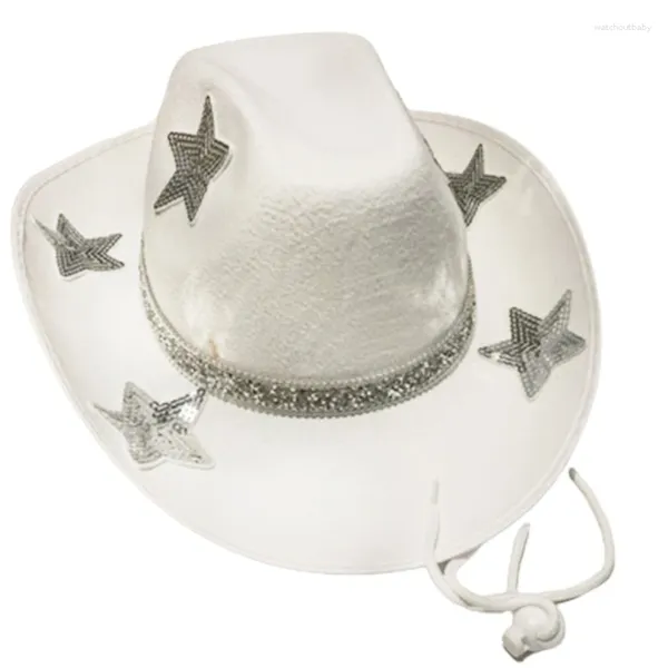 Berretti per il cappello da cowboy adulto brim curvo con pacco stella di paillettes