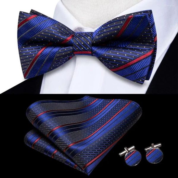 Papite toni hi-tie jacquard a strisce blu navy blu bowtie per uomo seta farfalla cravatta pezzi pezzi di pezzi di nozze regalo all'ingrosso