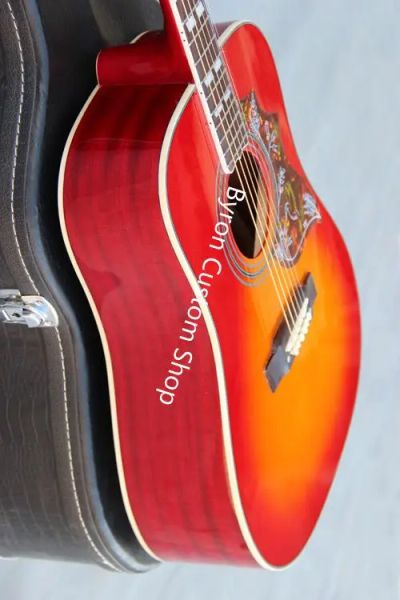 Chitarra spedizione gratuita professionale personalizzato Acoustic Guitar Cherry Gloss Finitura Solido Spruce Ronno Chitarra