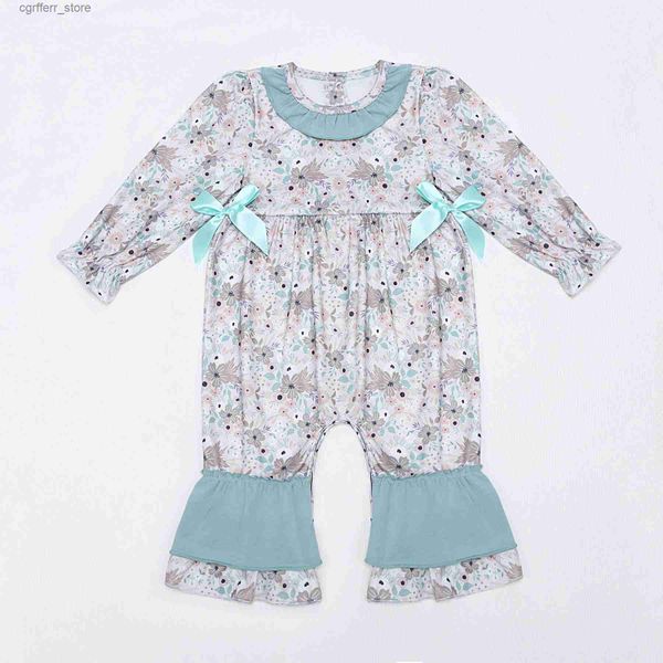 Rompers Novo Design 0-3t Bubble Fall Casual Wear Rodper Romper Babi Girls Mumpsuit Case Floral Bodysuit