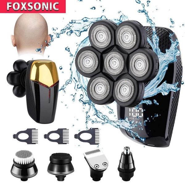 Foxsonic New Shaver 7D Indipendentemente 7 Cutter Floating Testa impermeabile Elettrico Multifunzione Multifunzione per uomini