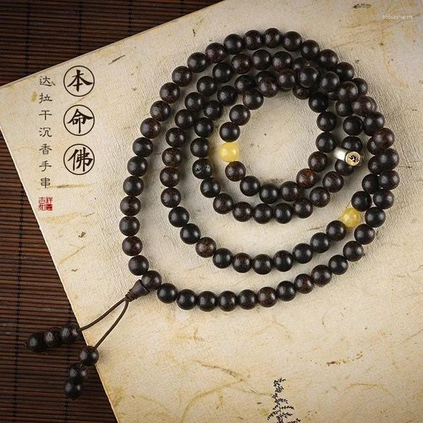 Ketten verkaufen Männer 8mm Daragan Aloe 108 Buddha Perlen Handschnur Frauenleben Jahr des Ochsenarmbandkette Rosenkranz Geschenk