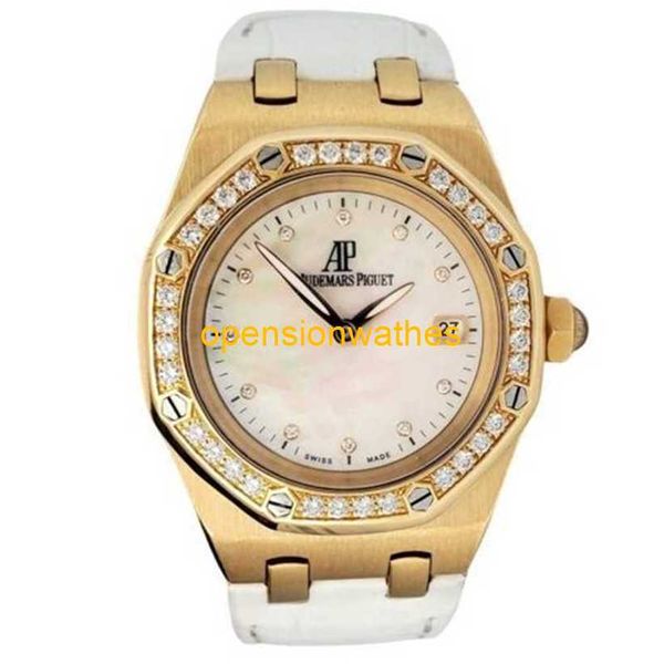 Audemar Pigue Luxury Uhren Herren Automatik Uhr Audemar Pigue Royal Lady Oak 33mm Werks Diamond Lünette/Mop -Zifferblatt Gold Uhr FN3V