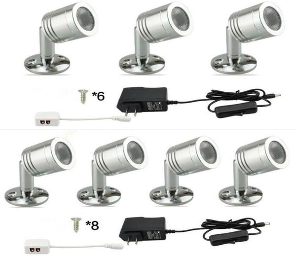 34681012PCS jeweils 15W LED -Schrankleuchte Mini -Spotlight Blacksilver Shell mit 85240V -Leistungsadapter2156760