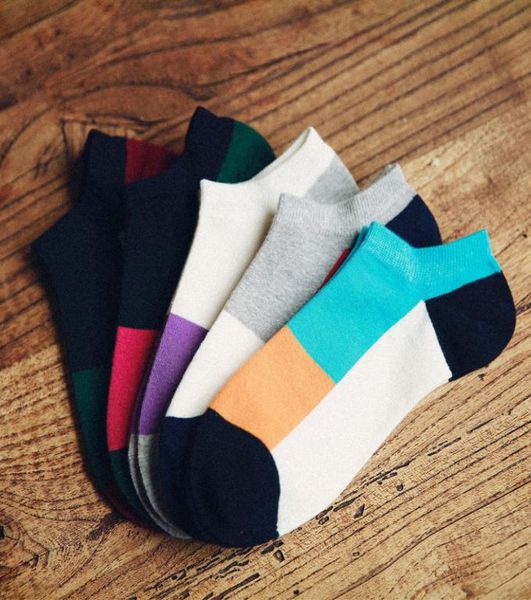 Hochwertige Marke Polo Männer Socken Männlich lässige bunte farbenfrohe gestreifte Socken Männer kurze Baumwoll -Knöchelsocken für Männer niedrig geschnittene Socken5pairs5588723