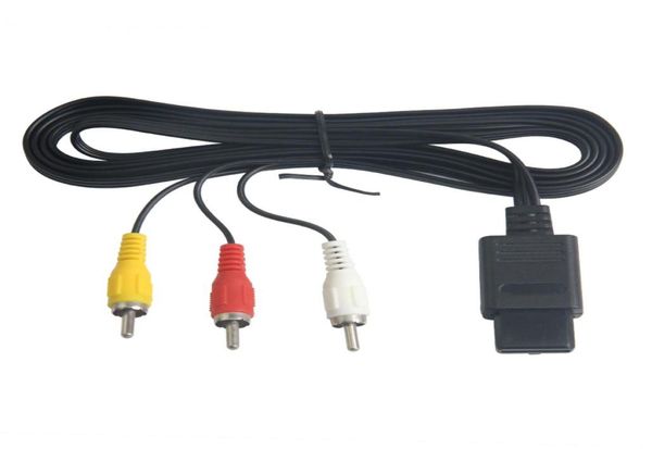 6ft 180cm 3RCA Kablolar AV TV RCA Video Kablo Kablosu Game Cubefor SNES N64 için Oyun Küpü Bütün 100 PCSLOT5369914