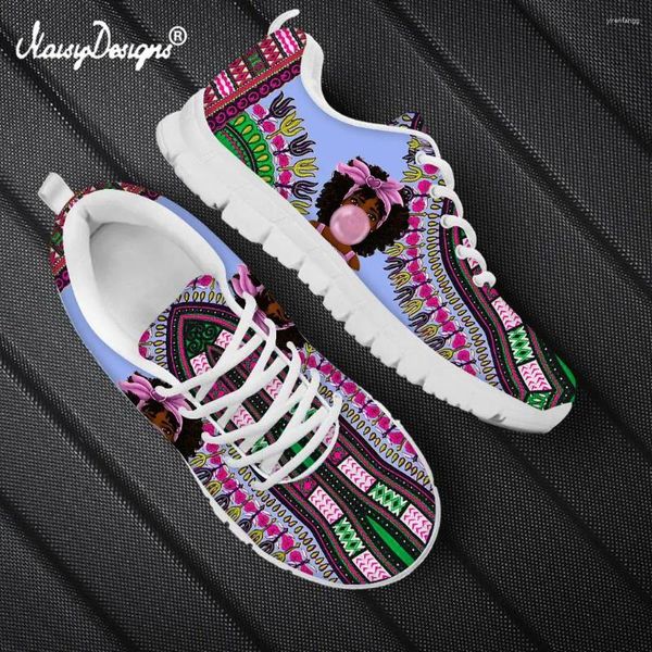 Scarpe casual Noisydesigns Women Sneakers Woman Flats Black Girl Tribe Modello floreale Brand Ladies Light Knit Comfort Walking 2024