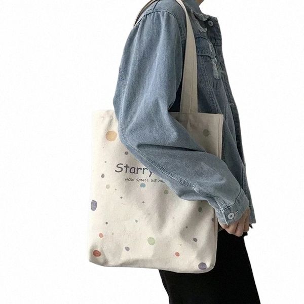 borse da donna tote bag shoppers designer in stile giapponese fI grande capacità cielo stellato tela spalla tela bot rare r13u#