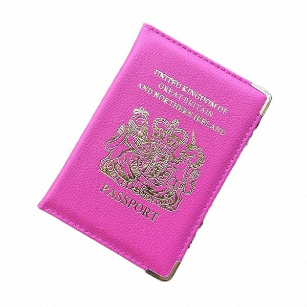 Regno Unito British Passport Cover Women Case per passaporto Pink Girls Cover del passaporto britannico C76G#