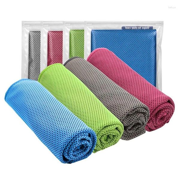 Handtuch 4pcs Kühlung Sport weiche atmungsaktive kühle Handtücher Mikrofaser für das Training Camping Fitnessstudio Multicolor -Eis