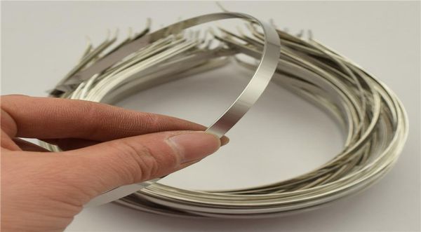 50pcs 7mm Alice -Bänder Metall Stirnband Silber Farbe Schlicht
