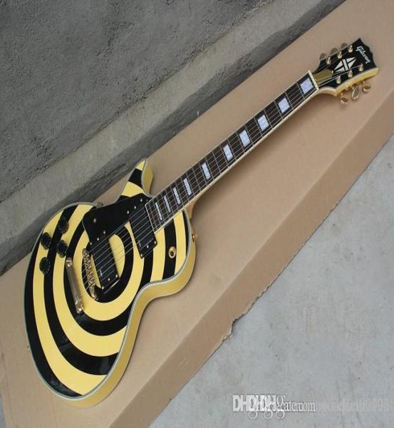 En kaliteli lp özel dükkanı sol elle zakk wylde emg pikapları sarı elektro gitar stock9494673