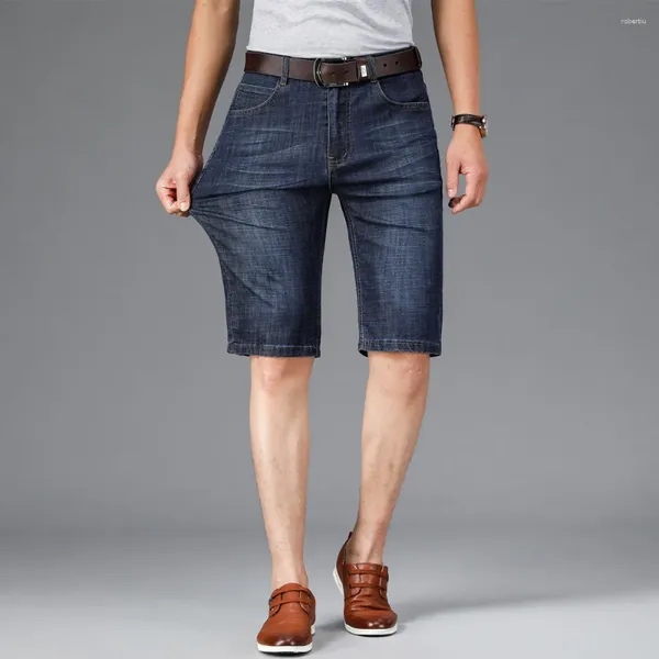 Jeans da uomo estate sottili cortometrali cortometrali in stile classico stile elastico azzurro shorts shorts maschio marchio vestiti